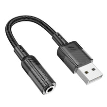 Заредете изображение във визуализатора на галерията – HOCO adaptor AUX USB to Jack 3,5mm (female) Spirit LS37 black
