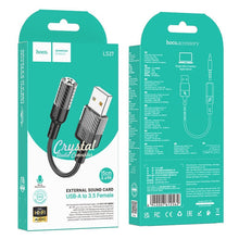 Заредете изображение във визуализатора на галерията – HOCO adaptor AUX USB to Jack 3,5mm (female) Spirit LS37 black
