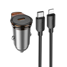 Заредете изображение във визуализатора на галерията – HOCO car charger Type C + cable Type C to Lightning PD QC 30W NZ16 metal gray
