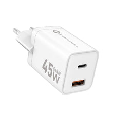 Заредете изображение във визуализатора на галерията – FORCELL F-ENERGY Mini GaN III VT-36 travel charger with 1 x Type C + 1x USB A sockets, PD QC4.0 45W white
