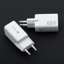 Заредете изображение във визуализатора на галерията – FORCELL F-ENERGY Mini GaN III VT-36 travel charger with 1 x Type C + 1x USB A sockets, PD QC4.0 45W white
