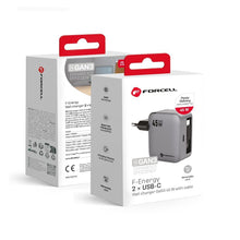 Заредете изображение във визуализатора на галерията – FORCELL F-ENERGY GaN III VT-R5 travel charger with retractable cable Type C and Type C charging port PD QC4.0 3A 45W gray
