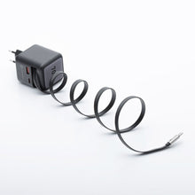 Заредете изображение във визуализатора на галерията – FORCELL F-ENERGY GaN III VT-R7 travel charger with retractable cable Type C and 1x Type C, 1x USB A charging ports PD QC4.0 3A 70W gray
