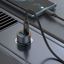 Заредете изображение във визуализатора на галерията – Car charger Hoco USB A + USB C QC3.0 PD 30W + cable USB C to USB C Z57A black
