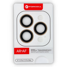 Заредете изображение във визуализатора на галерията – Forcell Premium Camera Lens Стъклен протектор за iPhone 13 Pro / 13 Pro Max Златист
