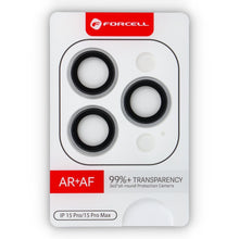 Заредете изображение във визуализатора на галерията – Forcell Premium Camera Lens Стъклен протектор за iPhone 15 Pro / 15 Pro Max Бял Титанов
