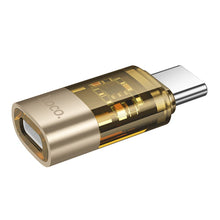 Заредете изображение във визуализатора на галерията – Adapter USB C to Lightning Hoco UA36D transparent gold
