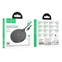 Заредете изображение във визуализатора на галерията – Wireless charger Hoco CW62 15W with cable USB C and digital display black
