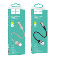 Заредете изображение във визуализатора на галерията – Adapter AUX USB A (male) to Jack 3,5 mm (female) Hoco UPA32D gold
