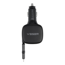 Заредете изображение във визуализатора на галерията – VEGER car charger USB C + cable USB C / Lightning QC PD 84W CC89 black
