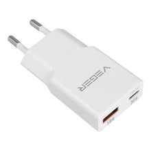 Заредете изображение във визуализатора на галерията – VEGER wall charger USB A + USB C QC PD 30W 30W1A1C white
