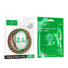 Заредете изображение във визуализатора на галерията – Cable USB A to Micro USB Hoco 2,4A 1 m gradient red

