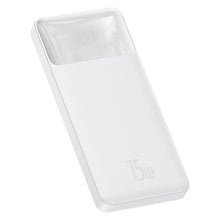 Заредете изображение във визуализатора на галерията – Baseus Bipow powerbank with display 10000mAh 15W white (Overseas Edition) + USB-A - Micro USB 0.25m cable white (PPBD050002)
