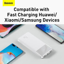 Заредете изображение във визуализатора на галерията – Baseus Bipow powerbank with display 10000mAh 15W white (Overseas Edition) + USB-A - Micro USB 0.25m cable white (PPBD050002)

