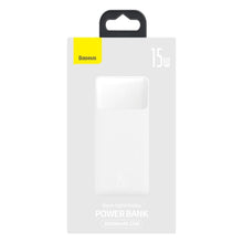 Заредете изображение във визуализатора на галерията – Baseus Bipow powerbank with display 10000mAh 15W white (Overseas Edition) + USB-A - Micro USB 0.25m cable white (PPBD050002)
