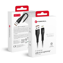 Заредете изображение във визуализатора на галерията – FORCELL F-ENERGY C343 cable USB A to Lightning 2,4A 12W Silicone 1 m black
