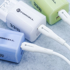 Силиконов кабел USB A към Lightning Forcell F-Energy 2,4A 12W 1 m C343 - бял