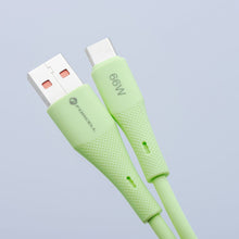 Заредете изображение във визуализатора на галерията – FORCELL F-ENERGY C342 cable USB A to Type C QC4.0 3A 66W Silicone 1 m green
