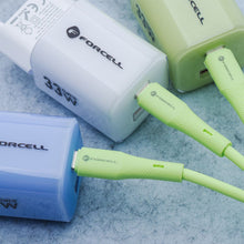 Заредете изображение във визуализатора на галерията – FORCELL F-ENERGY C342 cable USB A to Type C QC4.0 3A 66W Silicone 1 m green
