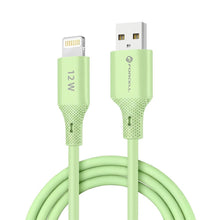 Заредете изображение във визуализатора на галерията – FORCELL F-ENERGY C343 cable USB A to Lightning 2,4A 12W Silicone 1 m green
