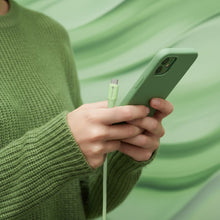 Заредете изображение във визуализатора на галерията – FORCELL F-ENERGY C343 cable USB A to Lightning 2,4A 12W Silicone 1 m green
