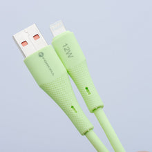 Заредете изображение във визуализатора на галерията – FORCELL F-ENERGY C341 cable USB A to Micro USB QC3.0 2,4A 18W Silicone 1 m green
