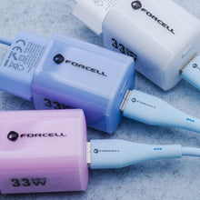 Заредете изображение във визуализатора на галерията – FORCELL F-ENERGY C343 cable USB A to Lightning 2,4A 12W Silicone 1 m blue
