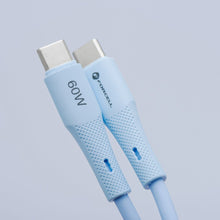 Заредете изображение във визуализатора на галерията – FORCELL F-ENERGY C344 cable Type C to Type C QC4.0 PD 3A 60W Silicone 1 m blue
