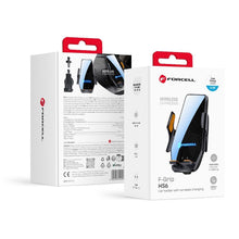 Заредете изображение във визуализатора на галерията – Forcell F-GRIP HS6 car holder with wireless charger with glass and air vent mount black
