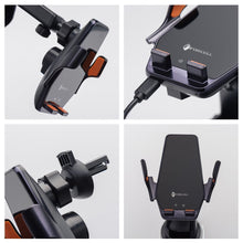 Заредете изображение във визуализатора на галерията – Forcell F-GRIP HS6 car holder with wireless charger with glass and air vent mount black
