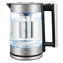 Заредете изображение във визуализатора на галерията – Electric kettle Hoco 1,8L HA01A boron glass / stainless steel
