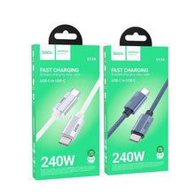 Заредете изображение във визуализатора на галерията – Кабел Hoco Type C to Type C PD QC3.0 5A 240W U134 1,8 m сив
