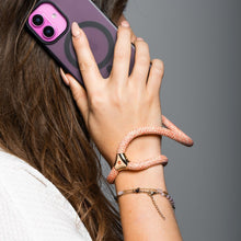 Заредете изображение във визуализатора на галерията – FORCELL F-DESIGN R10X40 wrist phone lanyard with adjustable length (max 20cm in the loop) pink white
