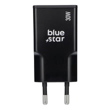 Заредете изображение във визуализатора на галерията – Travel charger Blue Star Slim GaN 2x Type C PD QC4.0 3A 30W black

