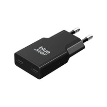 Заредете изображение във визуализатора на галерията – Travel charger Blue Star Slim GaN 2x Type C PD QC4.0 3A 30W black
