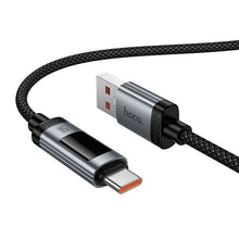Заредете изображение във визуализатора на галерията – Data Cable with digital display USB A to USB C Hoco PD 6A 100W 1,2 m U148 black
