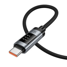 Заредете изображение във визуализатора на галерията – Data Cable with digital display USB A to USB C Hoco PD 6A 100W 1,2 m U148 black
