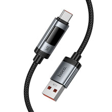 Заредете изображение във визуализатора на галерията – Data Cable with digital display USB A to USB C Hoco PD 6A 100W 1,2 m U148 black
