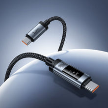 Заредете изображение във визуализатора на галерията – Data Cable with digital display USB A to USB C Hoco PD 6A 240W 1,2 m U148 black

