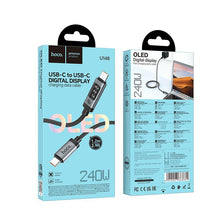 Заредете изображение във визуализатора на галерията – Data Cable with digital display USB A to USB C Hoco PD 6A 240W 1,2 m U148 black
