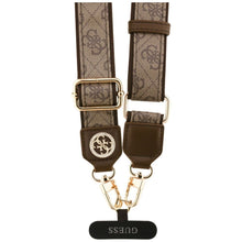 Заредете изображение във визуализатора на галерията – GUESS universal strap GUUCNP4DGMW (4G PU Strap Tether Patch Strass Metal Logo) brown
