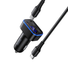 Заредете изображение във визуализатора на галерията – Car charger Hoco with LCD 2xUSB A + 1xUSB C PD QC3.0 42W Z63A black
