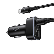 Заредете изображение във визуализатора на галерията – Car charger Hoco with LCD 2xUSB A + 1xUSB C PD QC3.0 42W Z63A black
