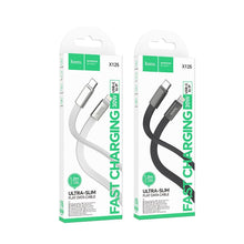 Заредете изображение във визуализатора на галерията – Flat Cable USB C to Lightning Hoco PD 30W 1 m X125 black
