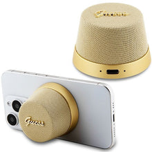 Заредете изображение във визуализатора на галерията – Guess Magnetic Script Metal Bluetooth speaker - gold
