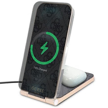 Заредете изображение във визуализатора на галерията – Guess 4G Pattern MagSafe foldable 2in1 15W inductive charger - black

