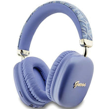 Заредете изображение във визуализатора на галерията – Guess GCube Metallic Script Logo Bluetooth on-ear headphones - purple
