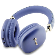Заредете изображение във визуализатора на галерията – Guess GCube Metallic Script Logo Bluetooth on-ear headphones - purple
