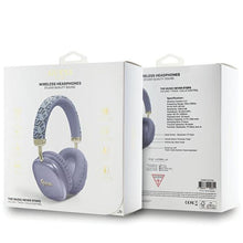 Заредете изображение във визуализатора на галерията – Guess GCube Metallic Script Logo Bluetooth on-ear headphones - purple
