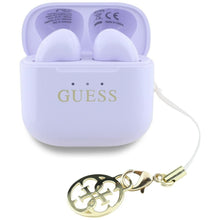 Заредете изображение във визуализатора на галерията – Wireless earphones TWS Guess Effect Printed Classic Logo &amp; Charm lavender
